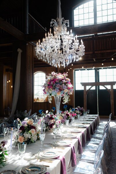 Wedding venue loft with chandelier