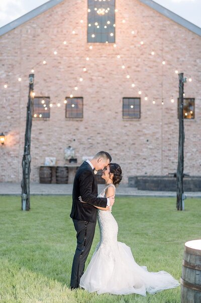 Bride and groom walk up memorial steps at their DC wedding