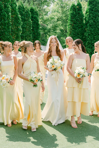 Bride with bridesmaids