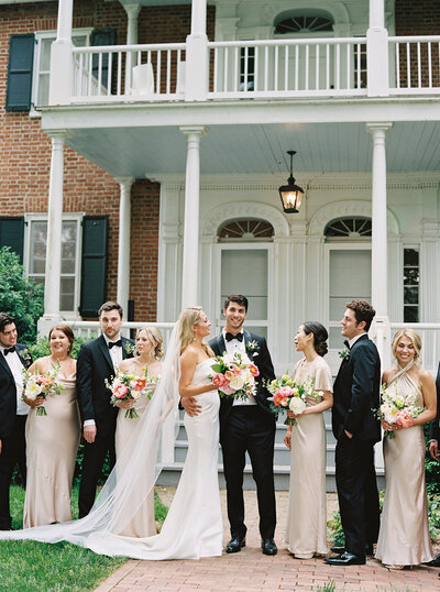 A wedding party portrait at Hermitage Farm in Kentucky