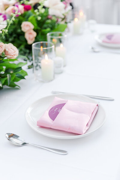 wedding bouquet with white and pink roses with greener