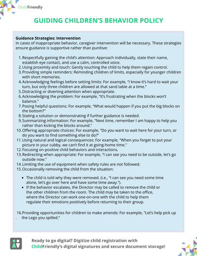 Guiding Children's Behaviour Policy Template | ChildFriendly