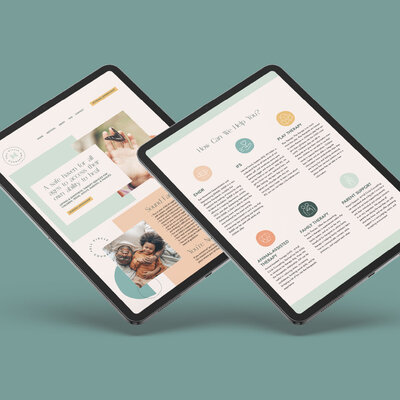 website design layout of homepage and icons