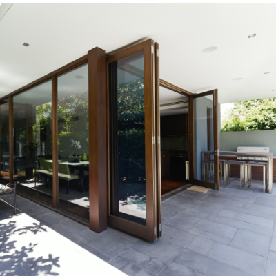 Folding doors are a modern look that have a sleek finish