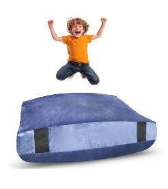 large foam filled blue crash pad