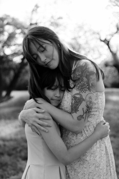 Mom and daughter hugging