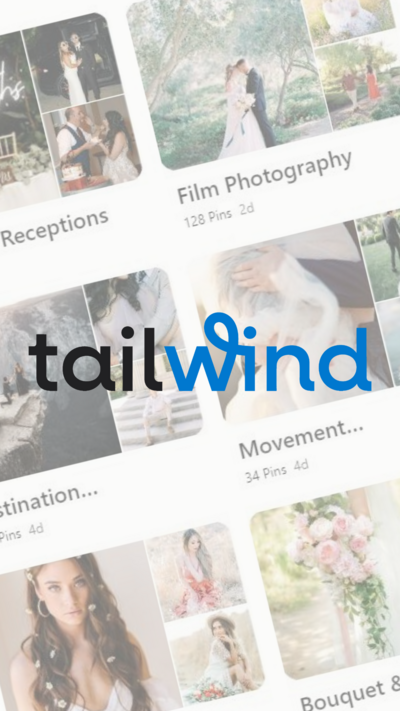 A screenshot of Donna and Matthew Photography Pinterest Board to showcase all the pins that were created using Tailwind planning App.