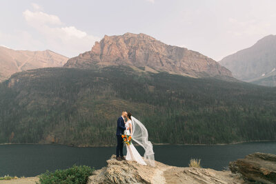 bride and groom kissing