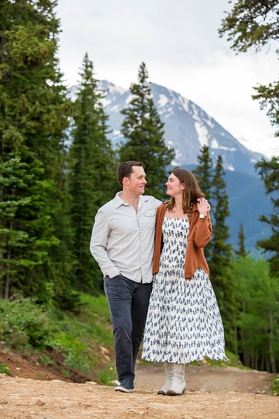 Couple portrait in Aspen after the proposal