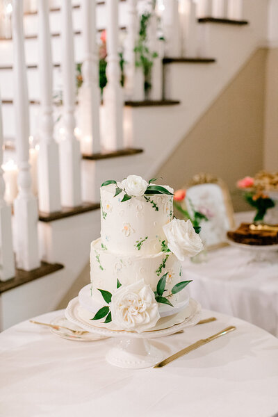 Wedding reception with large floral installation
