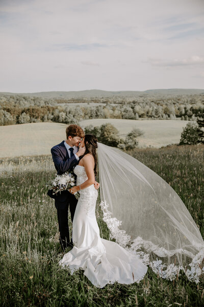 A bride and groom on their wedding day in North Carolina
