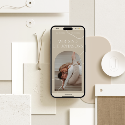 Mobile Ansicht der Landingpage von Ana und Tim Johnson