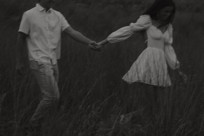 black and white field engagement photo