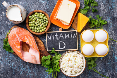 An image with vegetables for Vitamin D, a good supplement for hypermobility