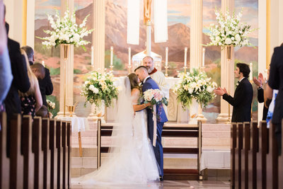 Elegant blush wedding, catholic church ceremony