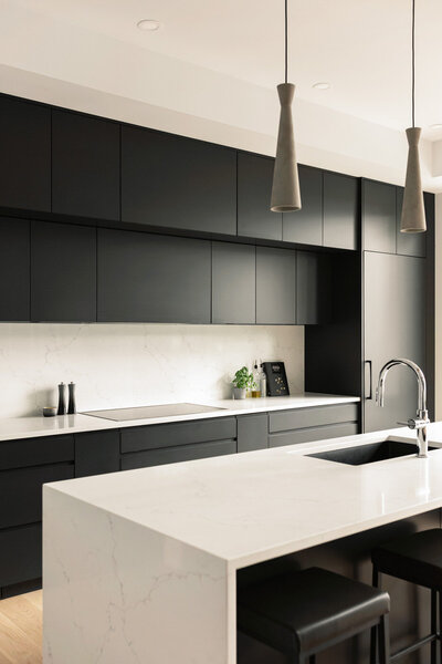 modern black and white kitchen in Winnipeg 