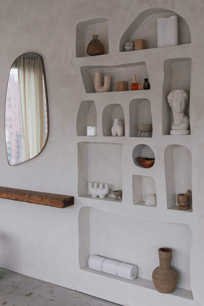 Fancy modern house shelf with home decor
