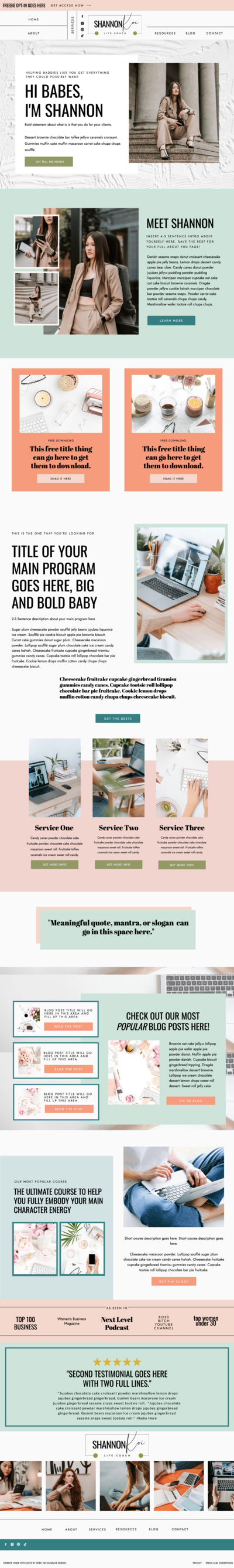 screenshot of a website that the designer made