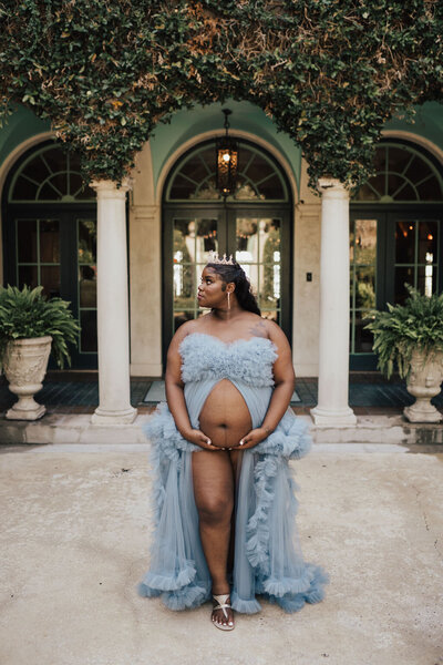 Blue Lace Tulle Maternity Robe for Photo shoot session Jacksonville FL