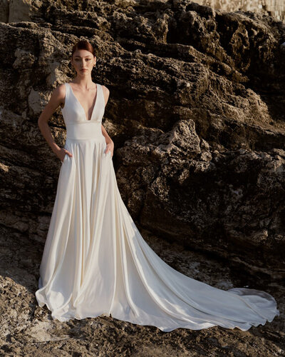 open back mesh dress Embroidery bead sheer bodice open back mesh wedding gown GLGL3417 –  smcfashion.com