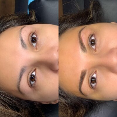 Before and after powder brow services at Refresh Aesthetics