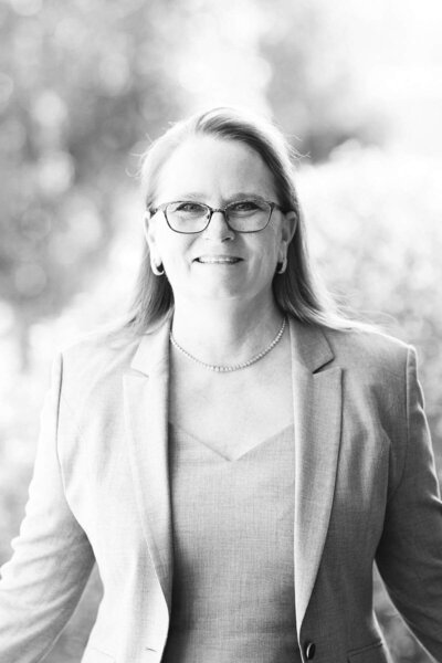 Wyoming criminal law attorney Patty Bennett in black and white