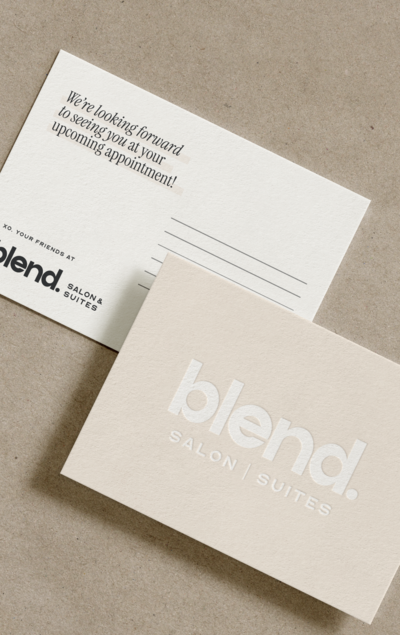 A branded postcard design for a hair salon small business in Michigan
