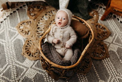 Baby boy in lifestyle newborn studio by lancaster newborn photographer