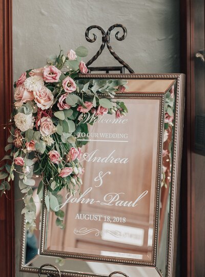 mirrored wedding sign