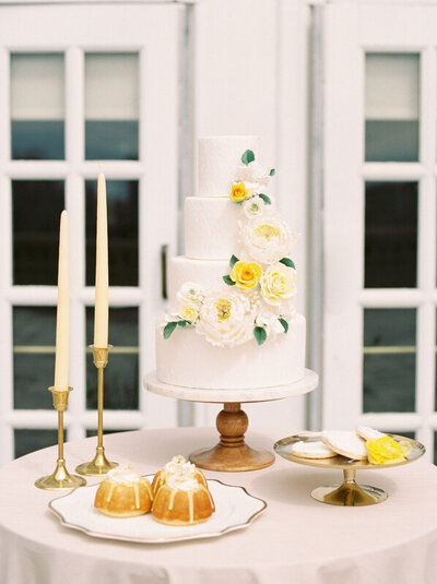 Yellow wedding inspiration at the Fairmont Hotel MacDonald, cake by Brianne Gabrielle Cakes,  elegant cakes & desserts in Edmonton, AB, featured on the Brontë Bride Blog.