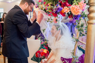 Chuppah Traditional Jewish Couple in Colorful Wedding in Chicago