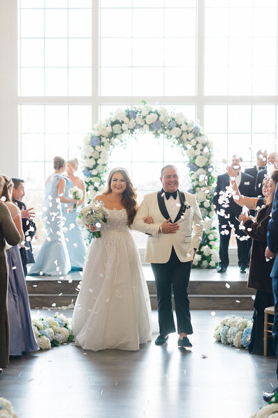 Bride and Groom exiting the Ceremony at The Hillside Estate
