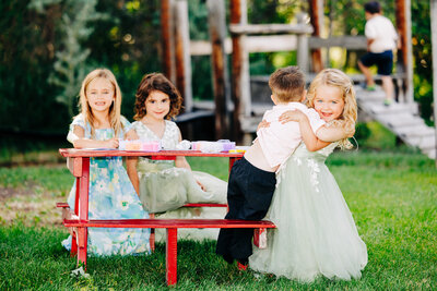 Kids picnic table at wedding reception at Shades of Green Events in Helena, MT