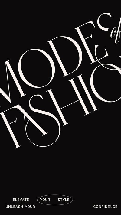 White Modes of Fashion logo on a black background with text that says "elevate your style, unleash your confidence"