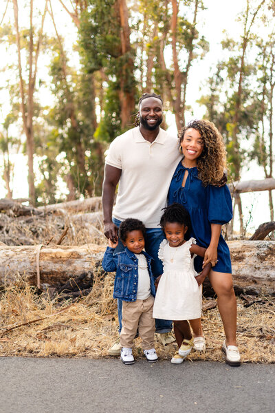 Outdoor family portrait session in Bay Area woods by Ellobelle Photography family photographer