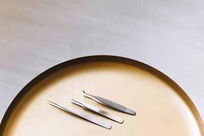 beauty tools on a tray