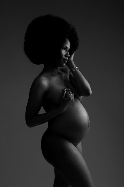 Maternity Photographer African American Afro Motherhood  Beautiful Elegant Portrait