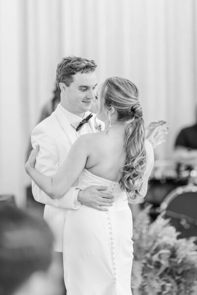 Bride and groom first dance at wedding reception