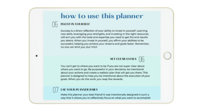 iPad explaining how to use the Purpose 2 Profits Planner