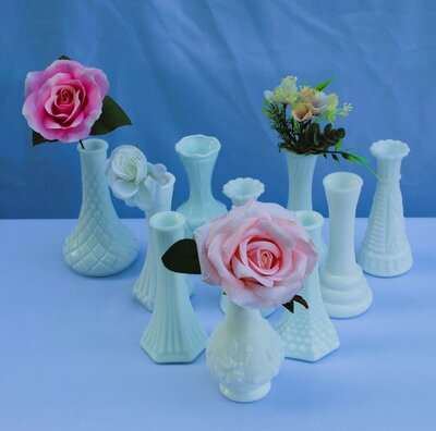 milk glass bud vases