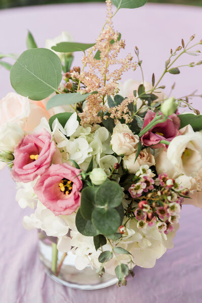 Soft Pink, cream and greens in a small bouquet