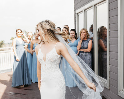 Bridesmaid first look at Colorado wedding - Colby and Valerie Photography