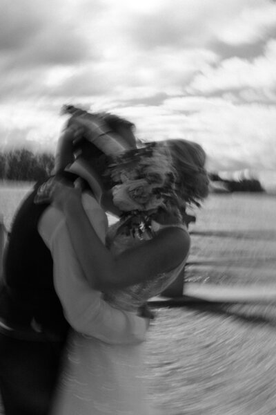Minnesota and Travel Elopement Photography Motion Blur Black and White photo 