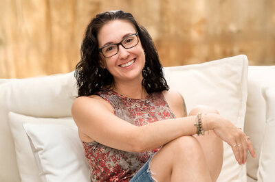 Kara Michelle, lifestyle photographer serving York, Lancaster, Harrisburg, and Baltimore, laughing barefoot outside