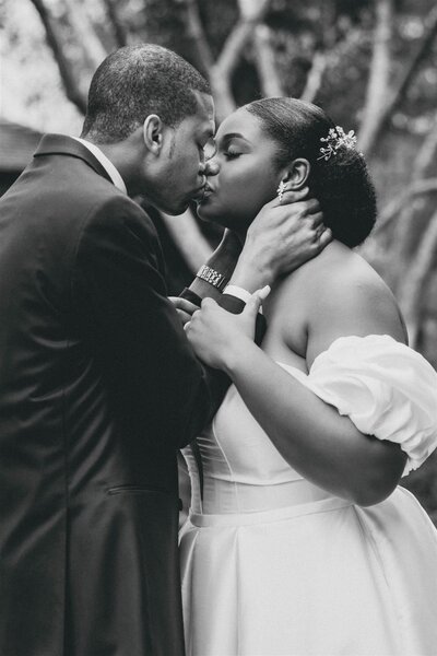 bride and groom kissing