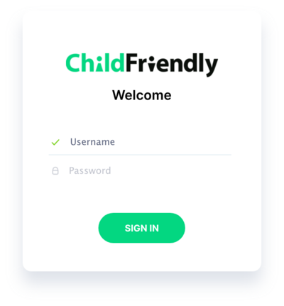 ChildFriendly login for childcare management software.