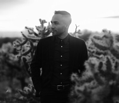 moody self portrait of wedding photographer Boy Wonder