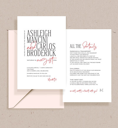 Tangerine peach colour theme Big Love wave 2 card invitation package by State of Elliott