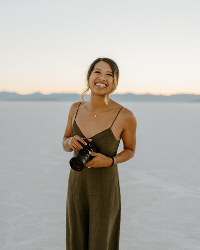 woman holding camera