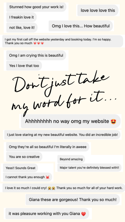Screenshot of Past Client Reviews Giana Creative has got